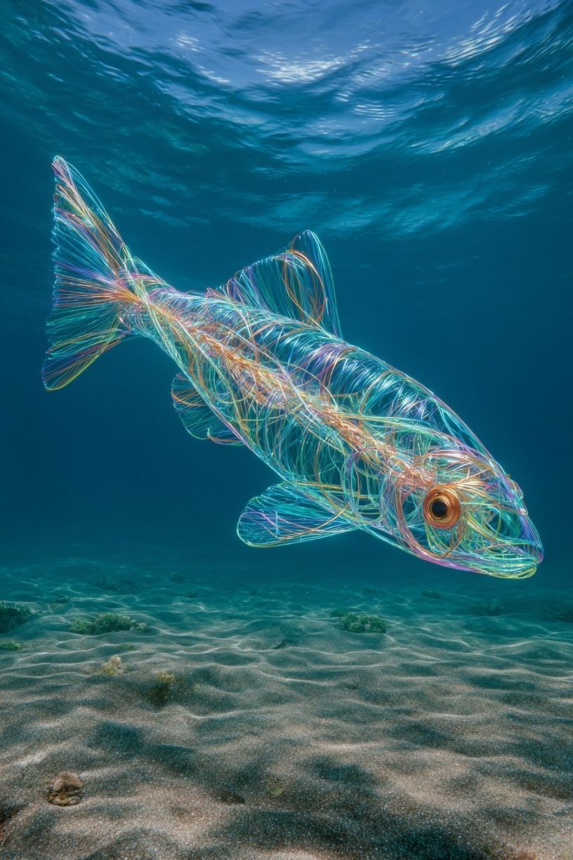 Neon Wirefish Underwater Print. poster — animals art