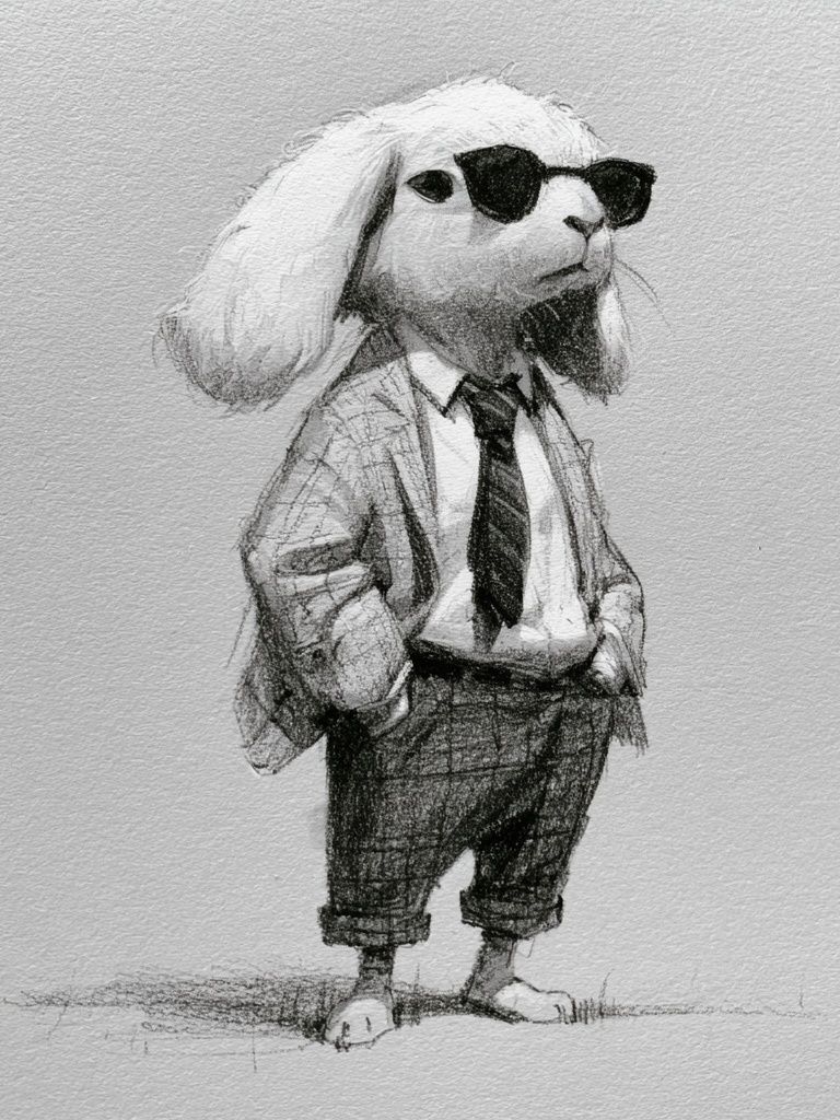Cool Rabbit Portrait Print. poster detail