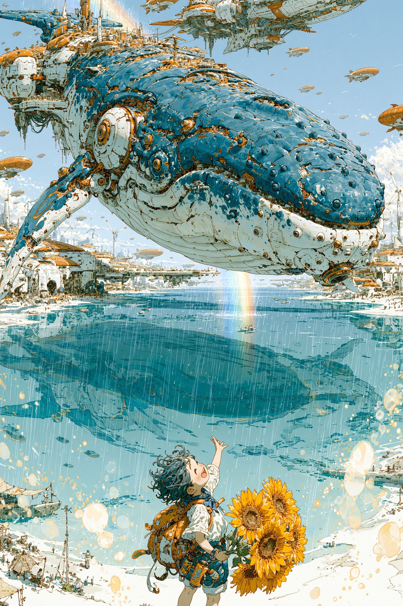 Whale Sky Harbor Illustration Poster. poster detail