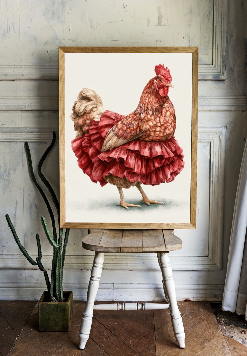 Elegant Hen Illustration Poster. — room view 1