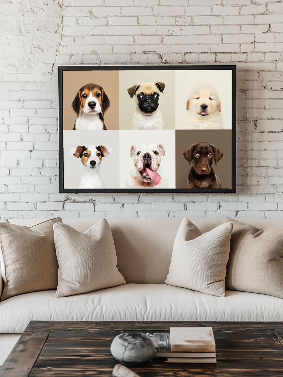 Portrait collection of adorable puppies. — room view 1