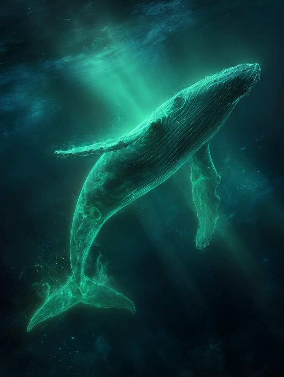 Glowing Humpback Whale Digital Art Poster. poster detail