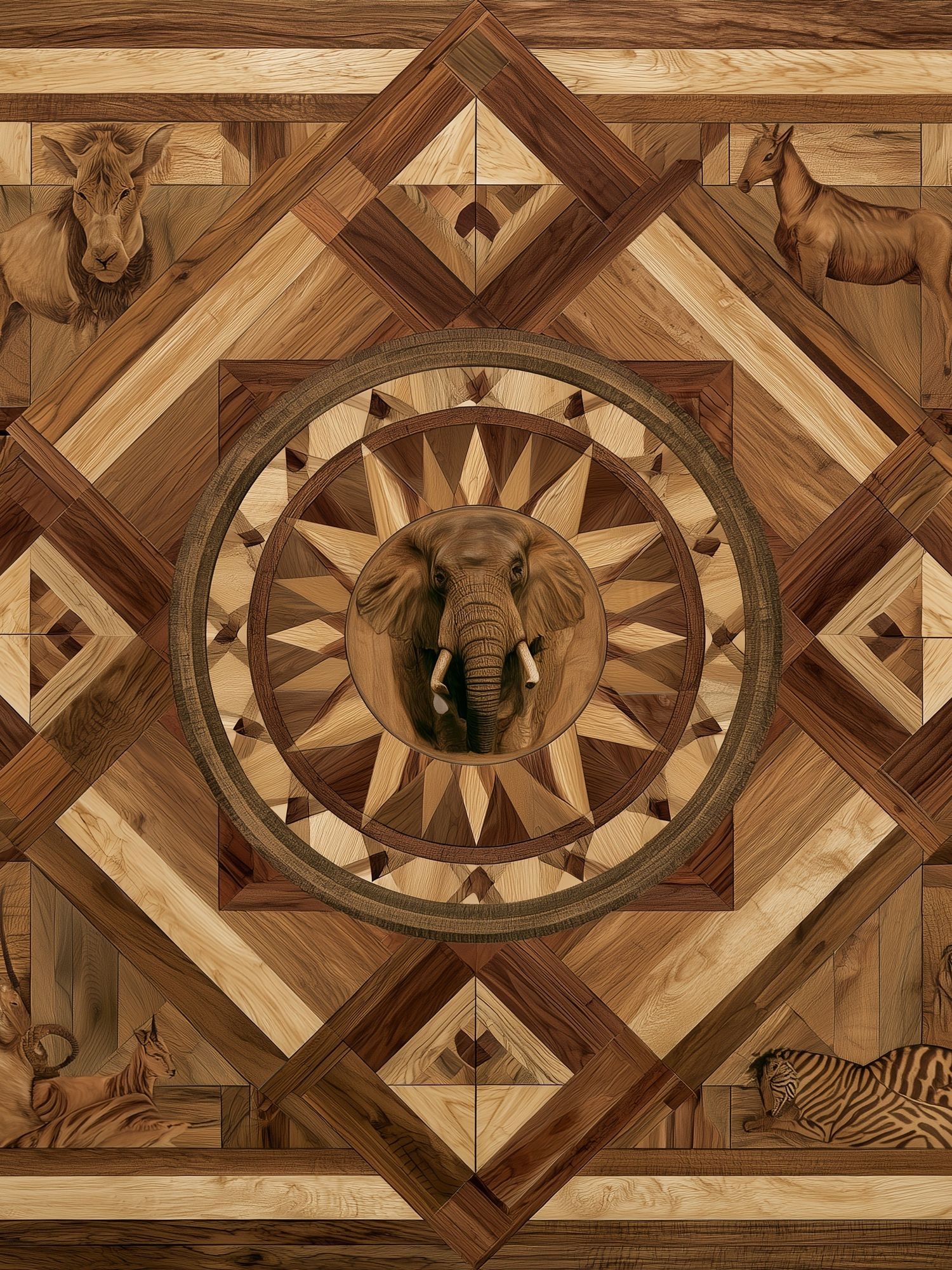 Safari Wood Mosaic Poster. poster detail
