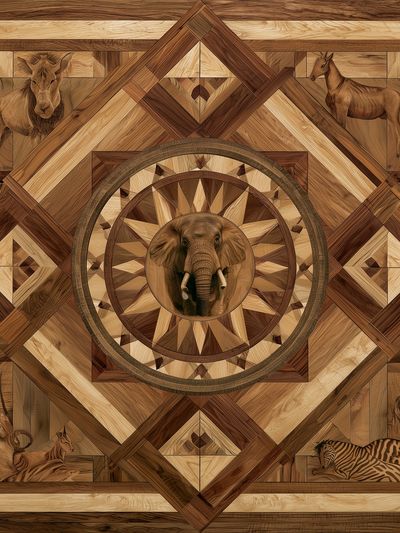 Safari Wood Mosaic Poster. poster