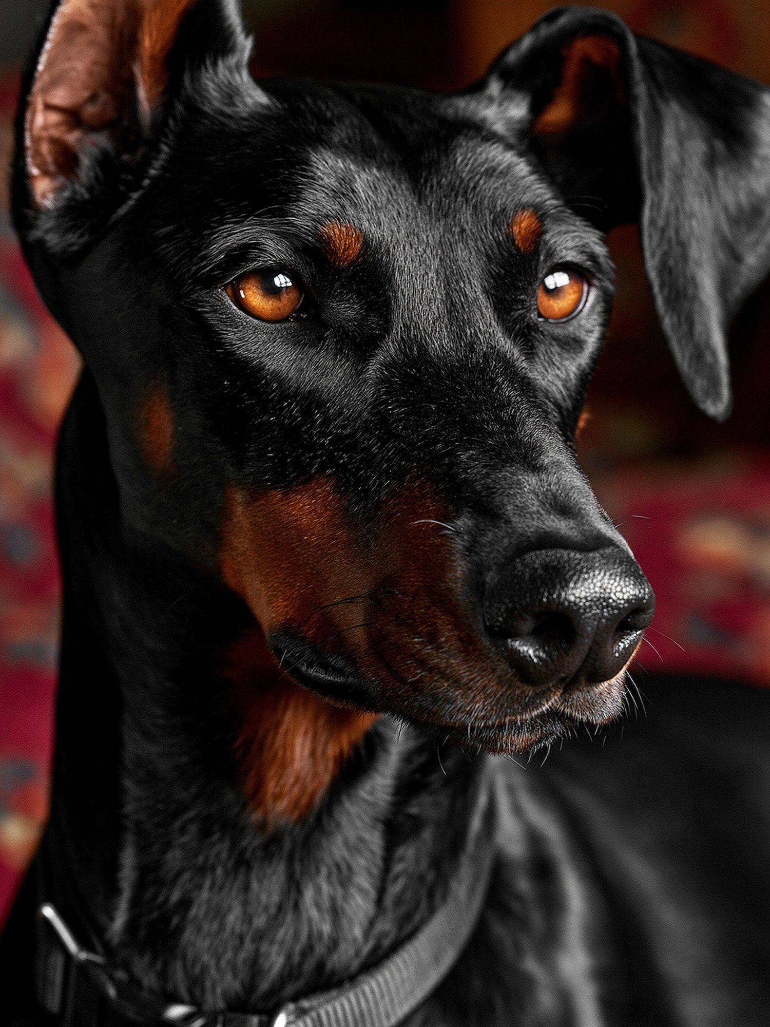 Doberman Portrait Photography Poster. poster detail