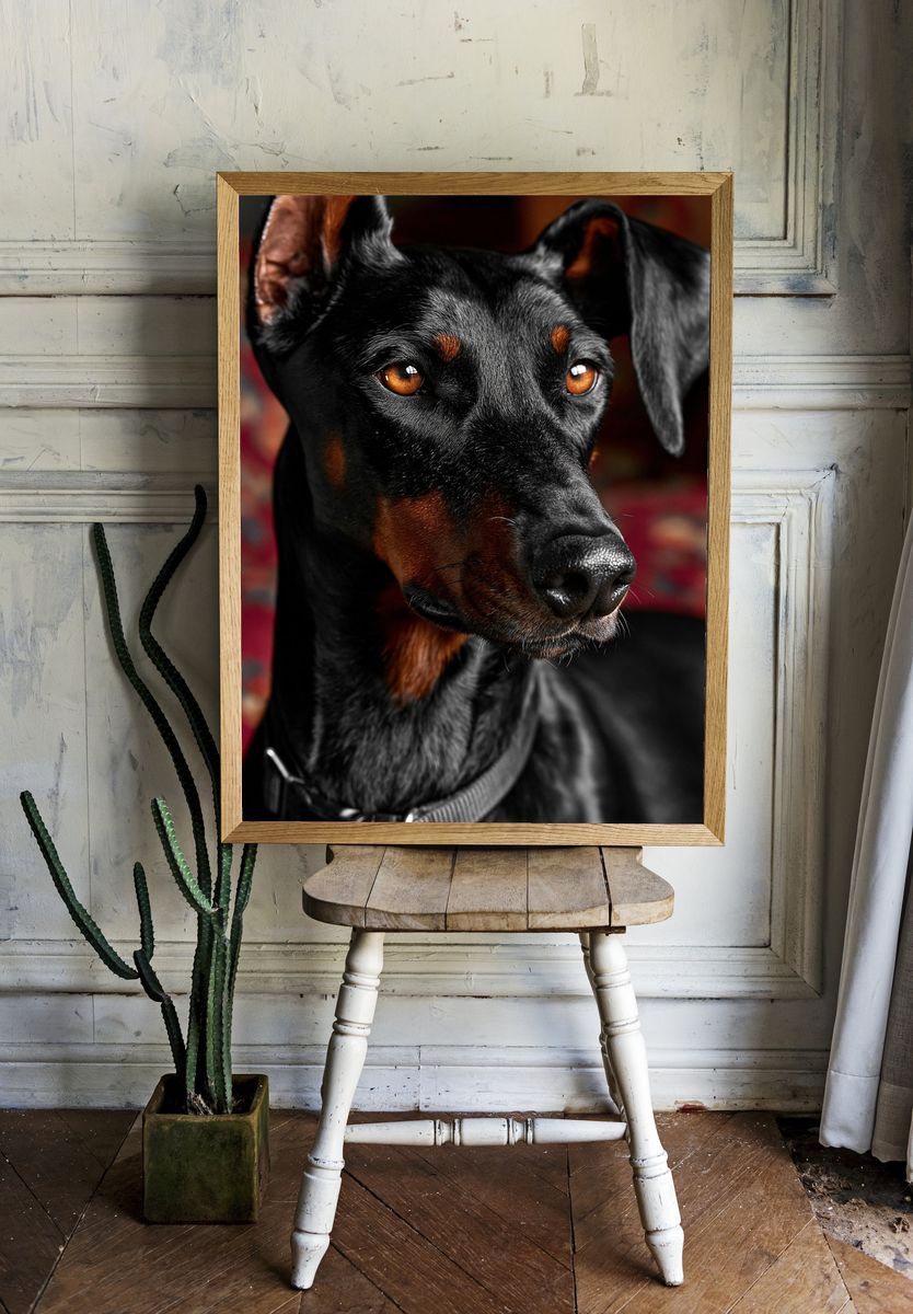 Doberman Portrait Photography Poster. — room view 1