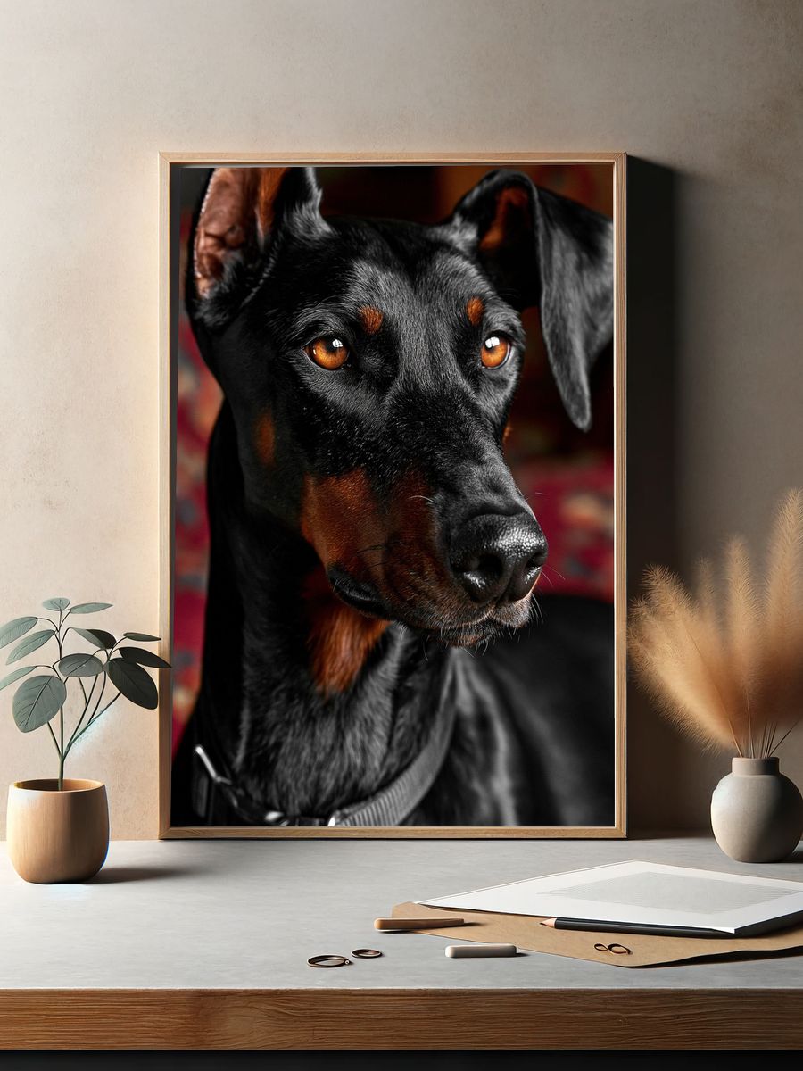 Doberman Portrait Photography Poster. — room view 2