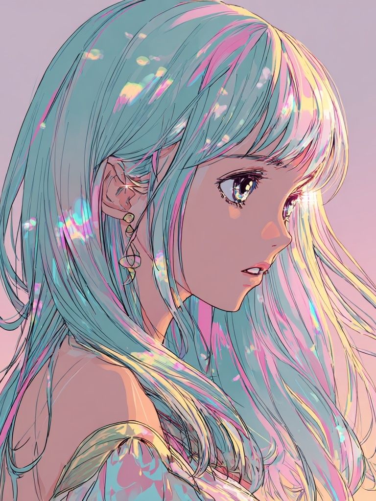 Pastel Anime Girl Portrait Print. poster — anime art