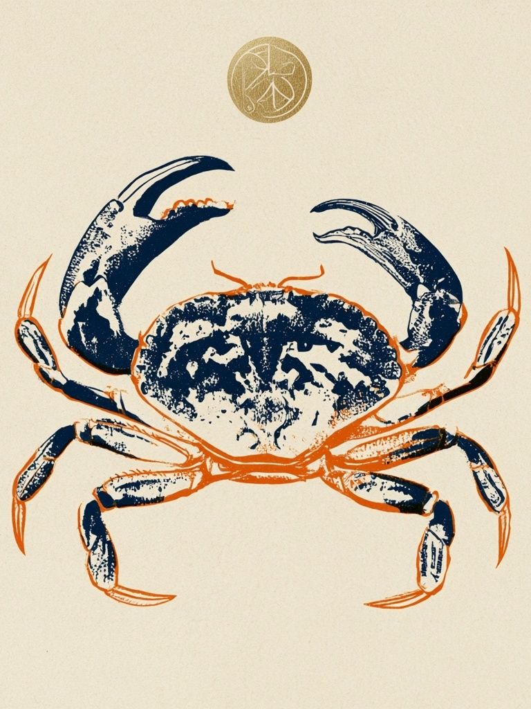 Blue Crab Ink Illustration Poster. poster — animals art