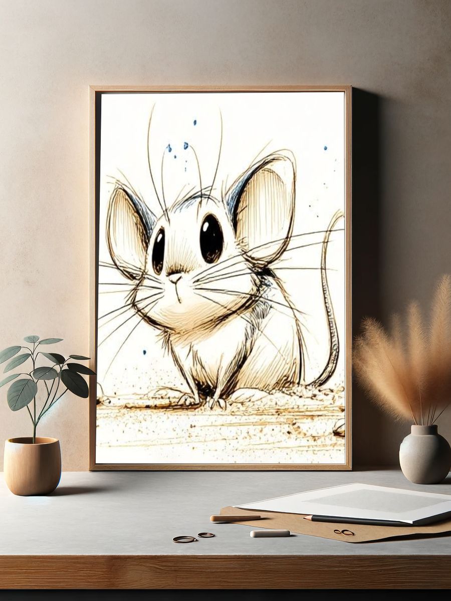 Cute Mouse Sketch Poster. — room view 2