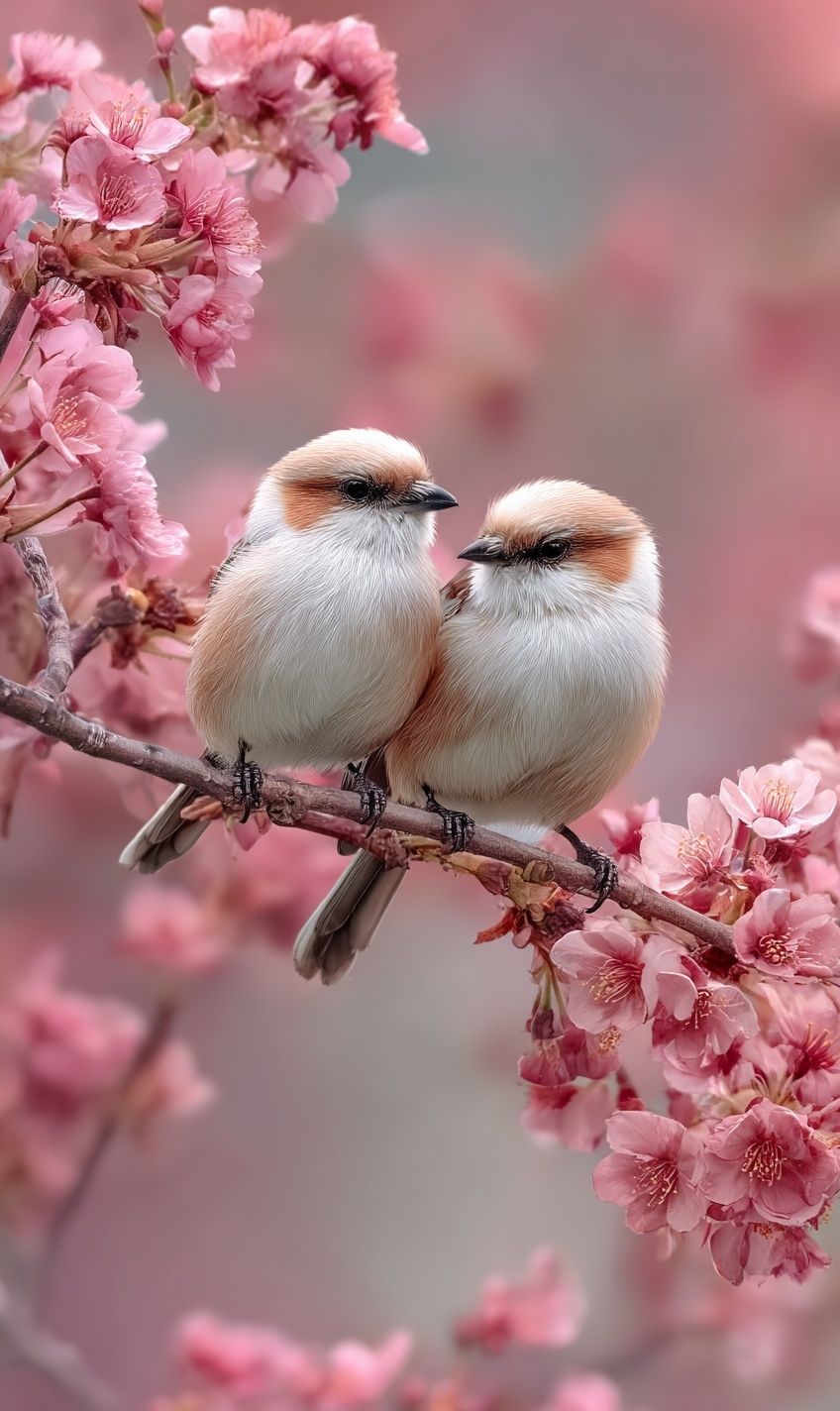 Cherry Blossom Birds Photography Poster. poster detail