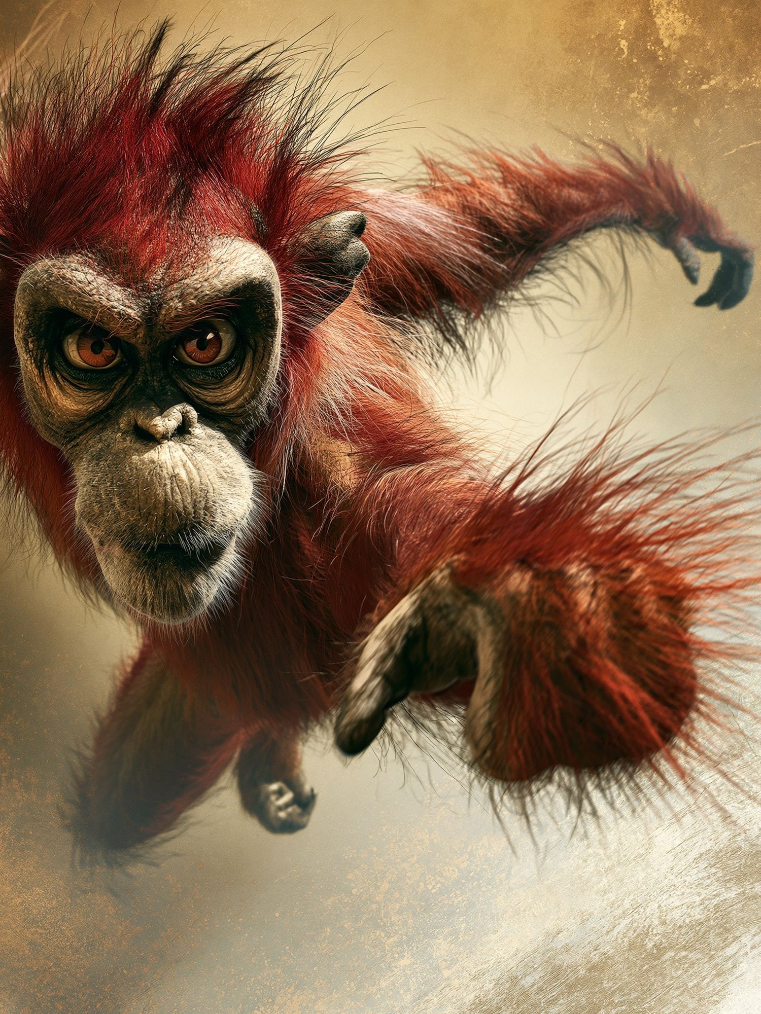 Red Orangutan Jungle Illustration Poster. poster detail