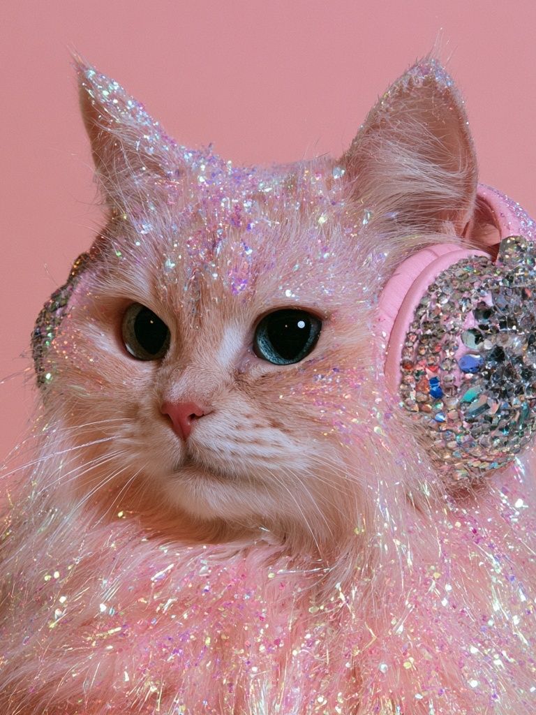 Glitter Cat Portrait Poster. poster — animals art