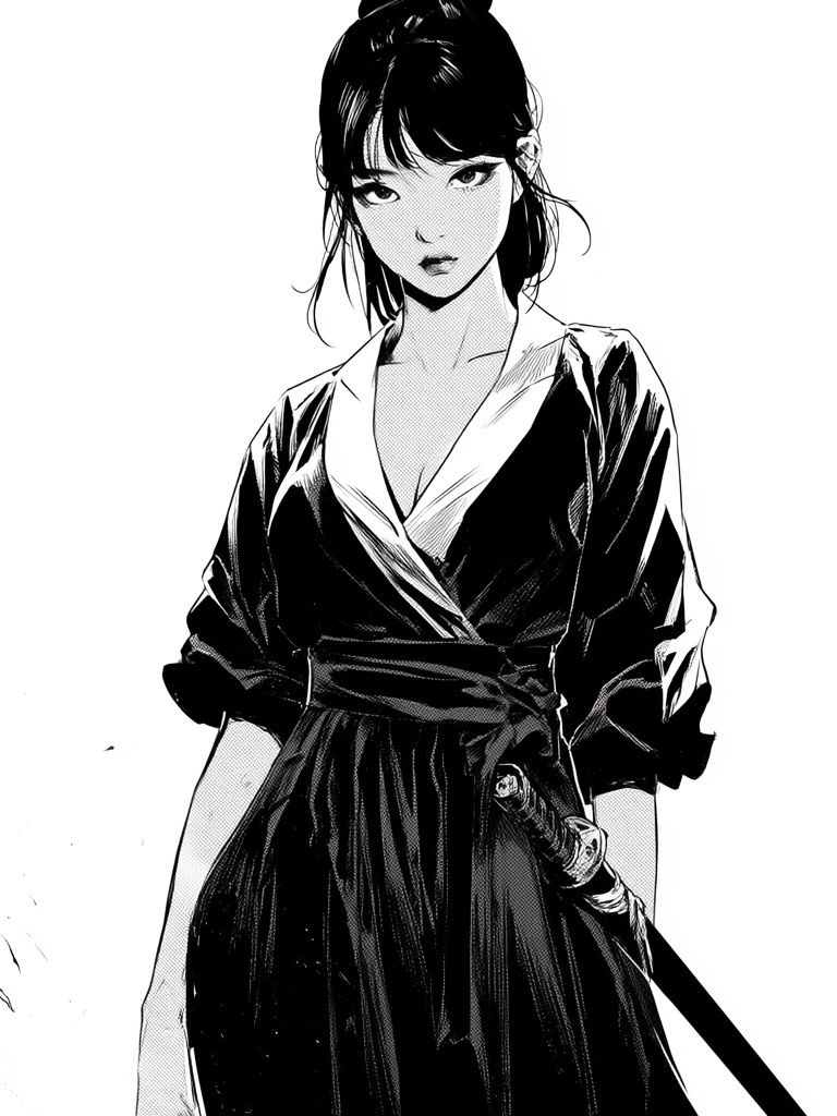 Samurai Woman Manga Poster. poster — anime art