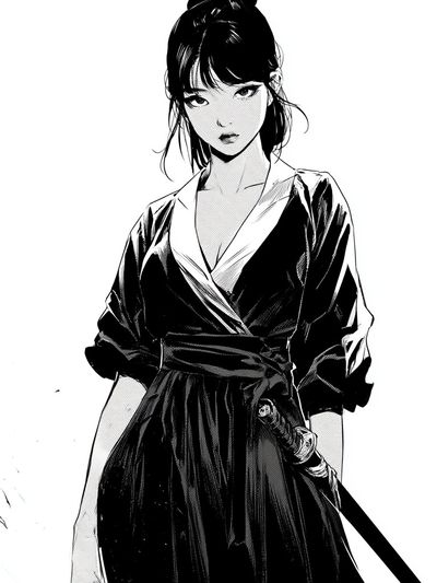 Samurai Woman Manga Poster. poster