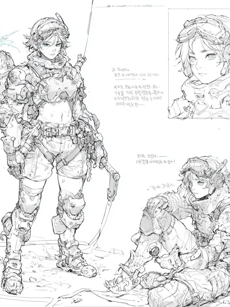 Armored Anime Warrior Sketch Poster. poster — anime art