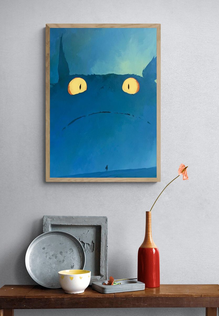 Totoro Giant Face Illustration Poster. — room view 3
