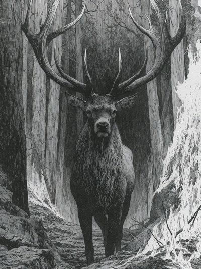 Majestic Stag Forest Print. poster