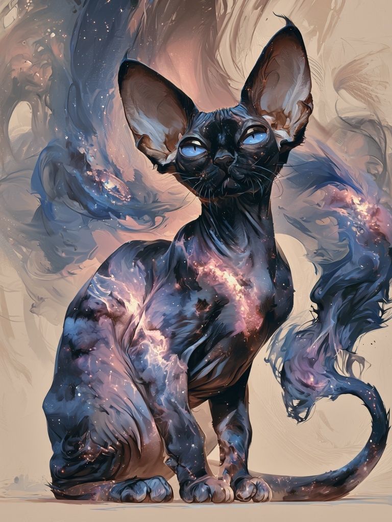 Cosmic Sphynx Cat Illustration Poster. poster detail