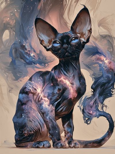 Cosmic Sphynx Cat Illustration Poster. poster