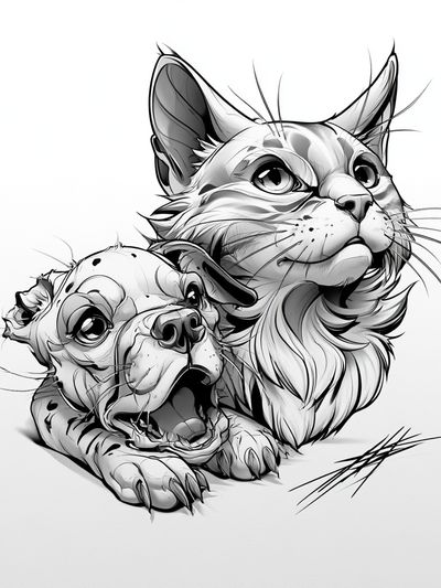 Cat and Dog Sketch Poster. poster