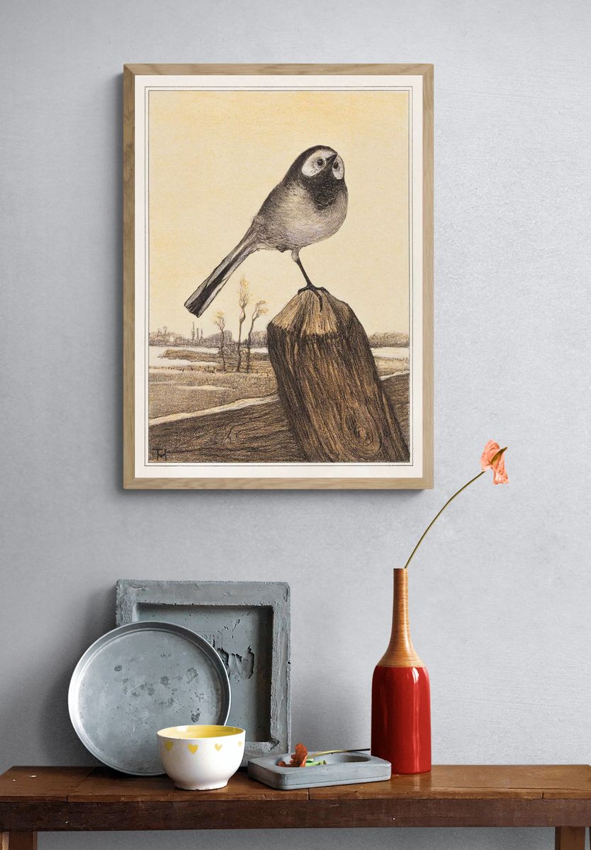 Kwikstaart op paal (1878–1910) print. — room view 3