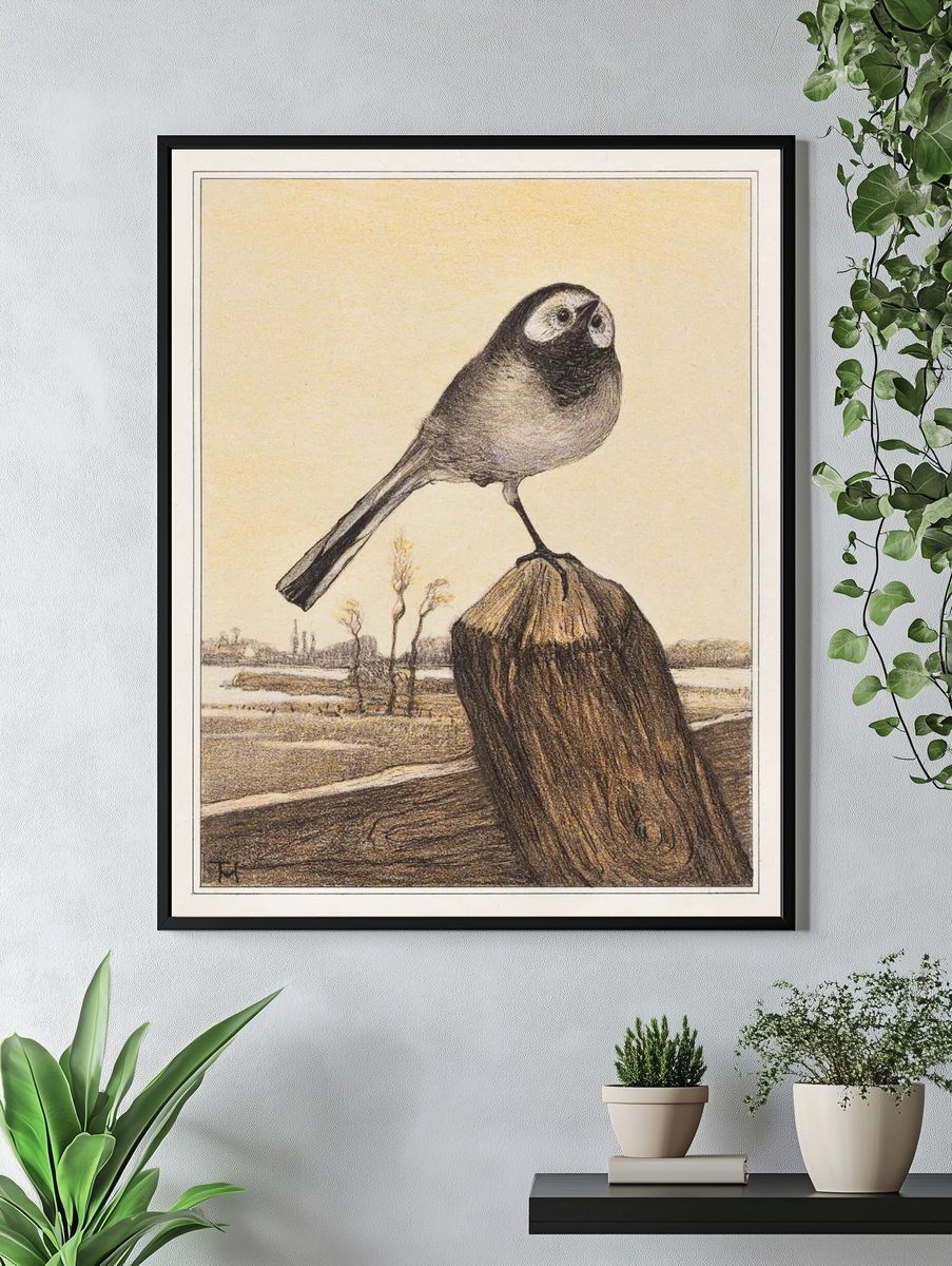 Kwikstaart op paal (1878–1910) print. — room view 4