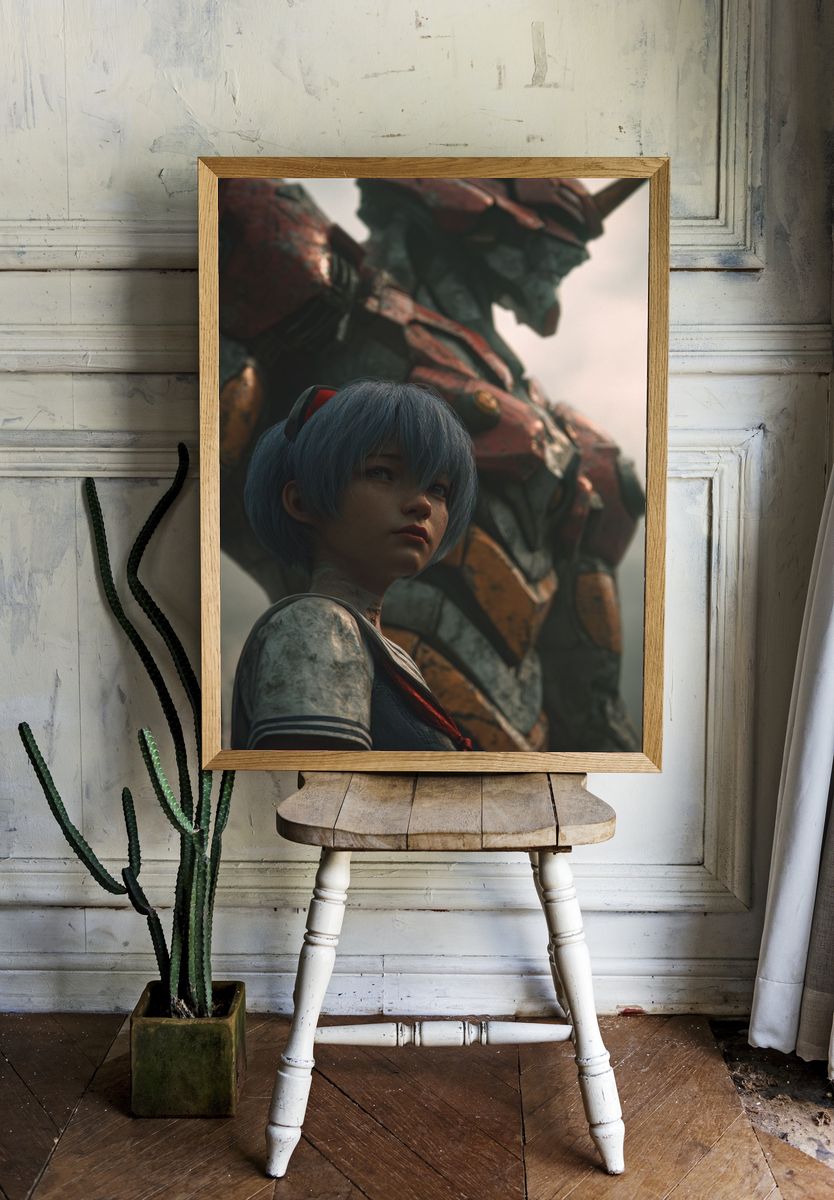Mecha Girl Portrait Sci-Fi Poster. room preview