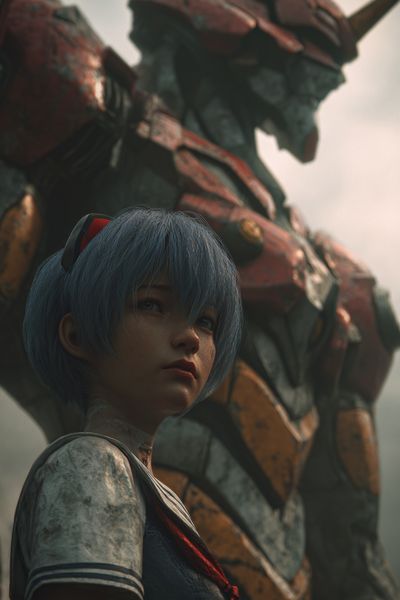 Mecha Girl Portrait Sci-Fi Poster.