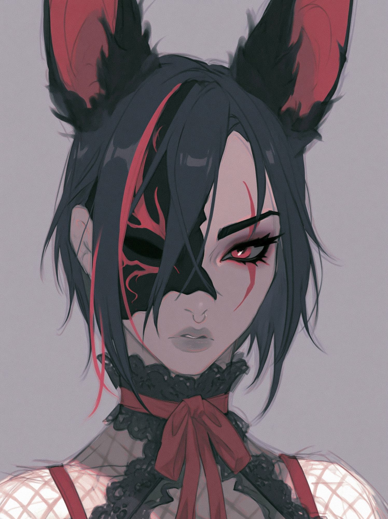 Gothic Catgirl Portrait Poster. poster detail