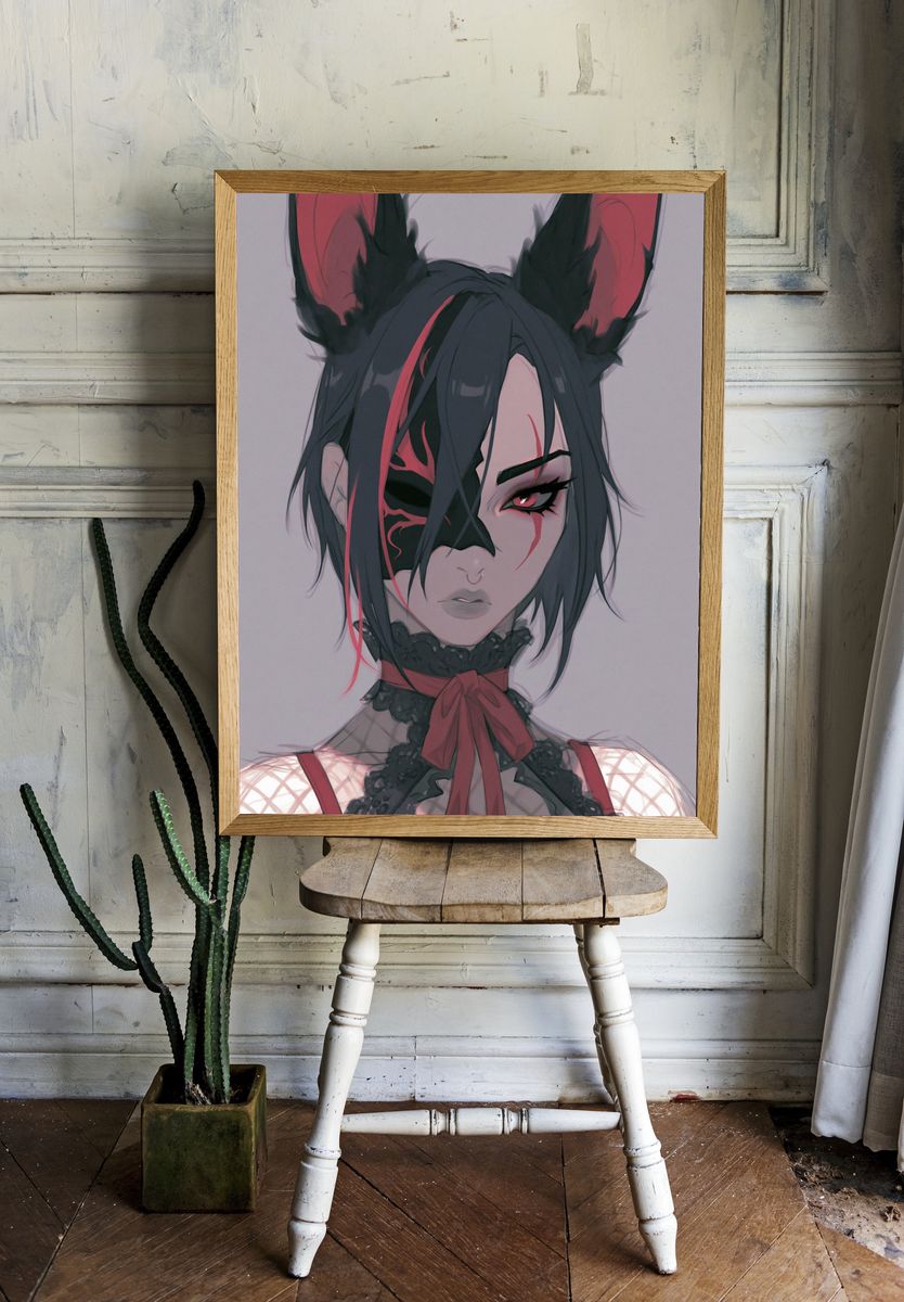 Gothic Catgirl Portrait Poster. room preview