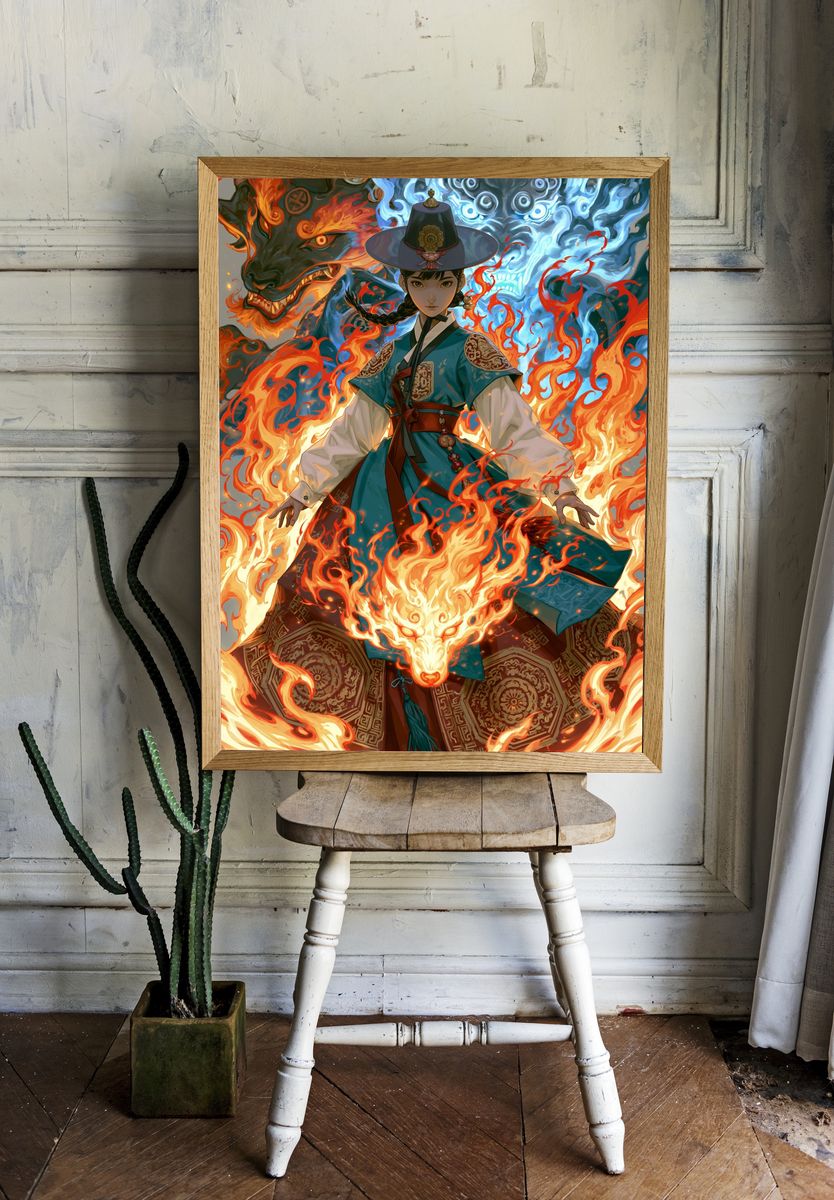 Fire Spirit Guardian Anime Poster. — room view 1