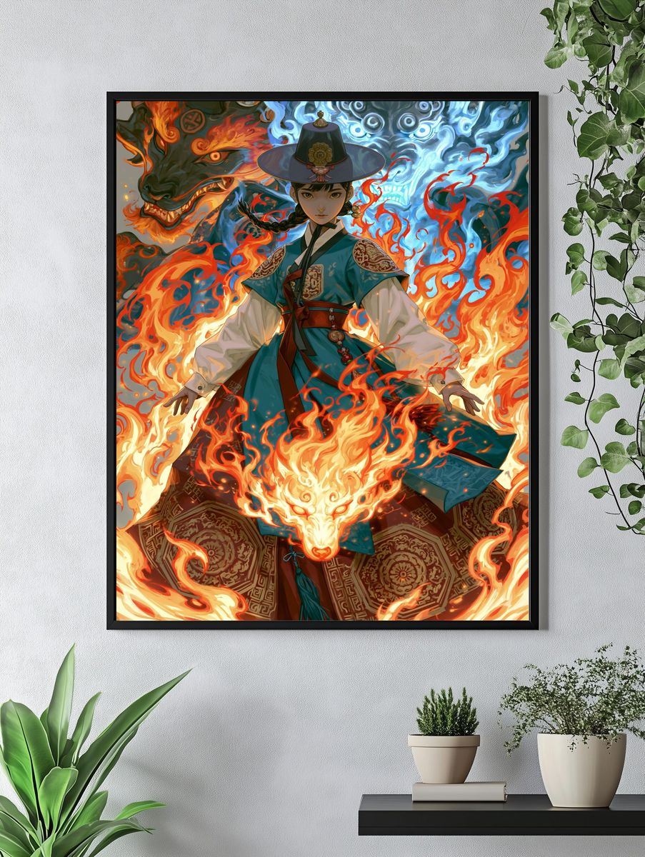 Fire Spirit Guardian Anime Poster. — room view 4
