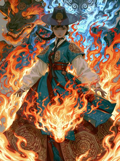 Fire Spirit Guardian Anime Poster. poster