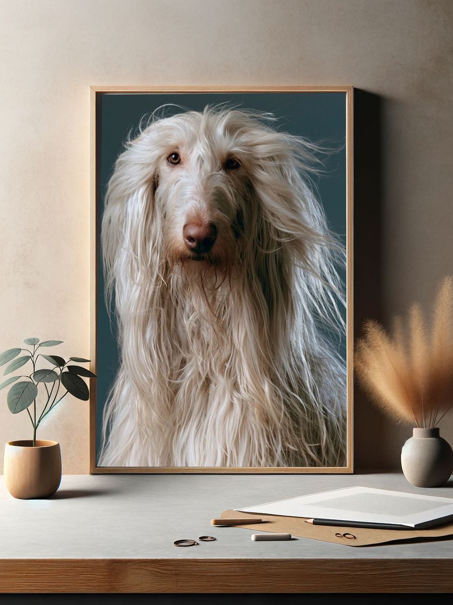 Long-Haired Dog Portrait Poster. — room view 2