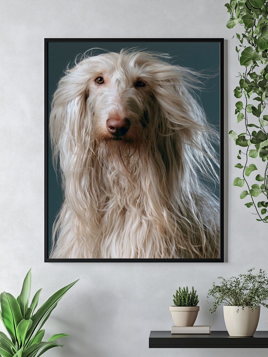 Long-Haired Dog Portrait Poster. — room view 4