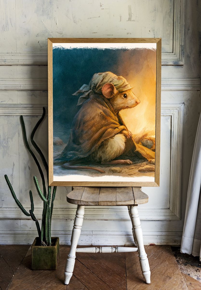 Cloaked Mouse Illustration Poster. — room view 1