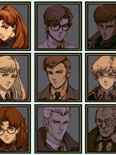 Anime Character Portrait Grid Poster.