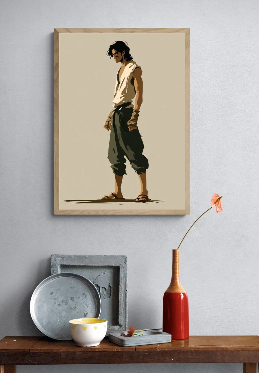 Anime Warrior Character Print. — room view 3