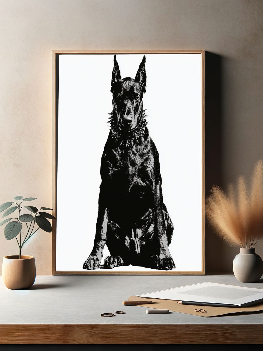 Doberman Silhouette Photography Poster. — room view 2
