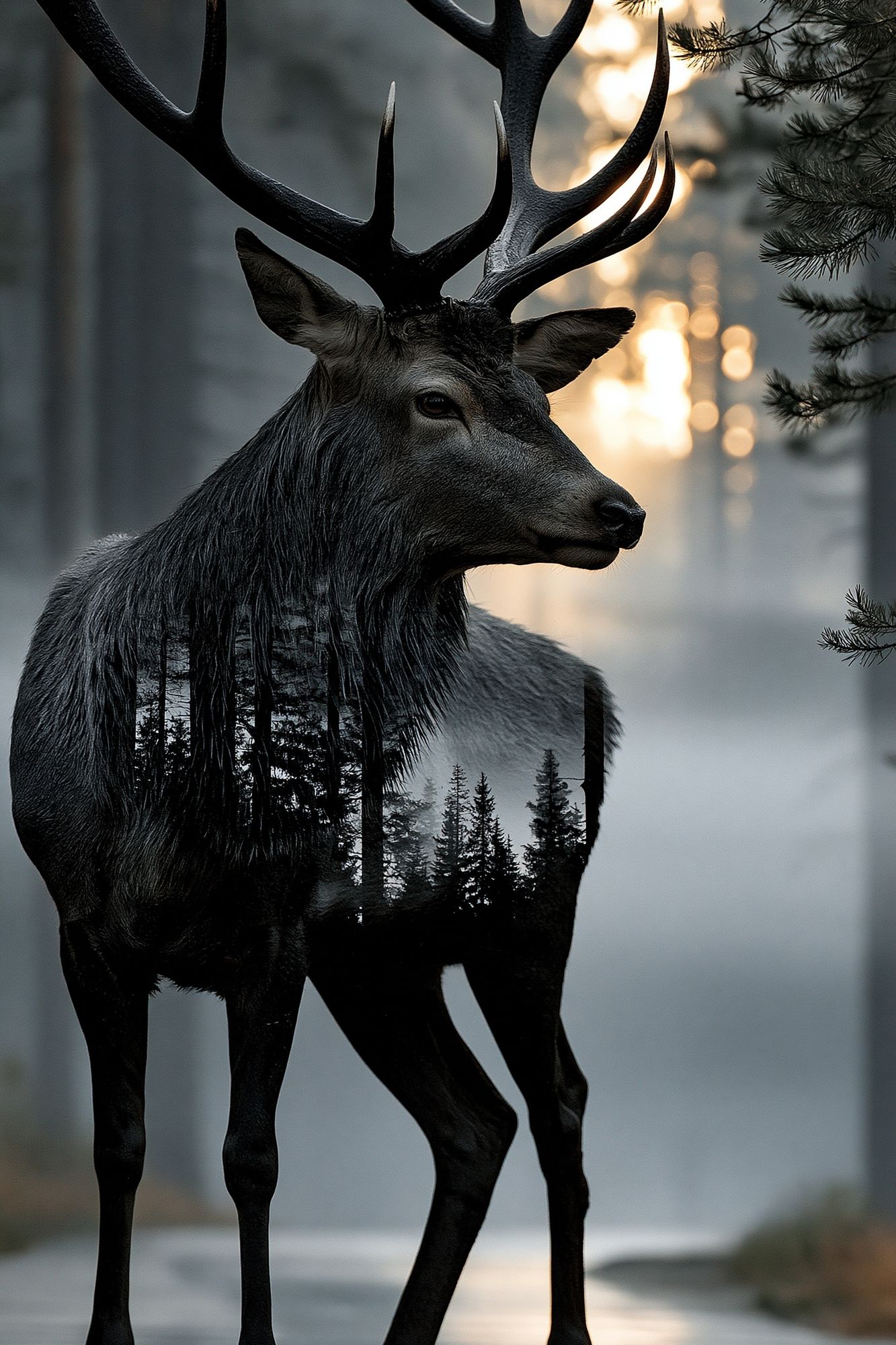 Majestic Deer Forest Print. poster detail