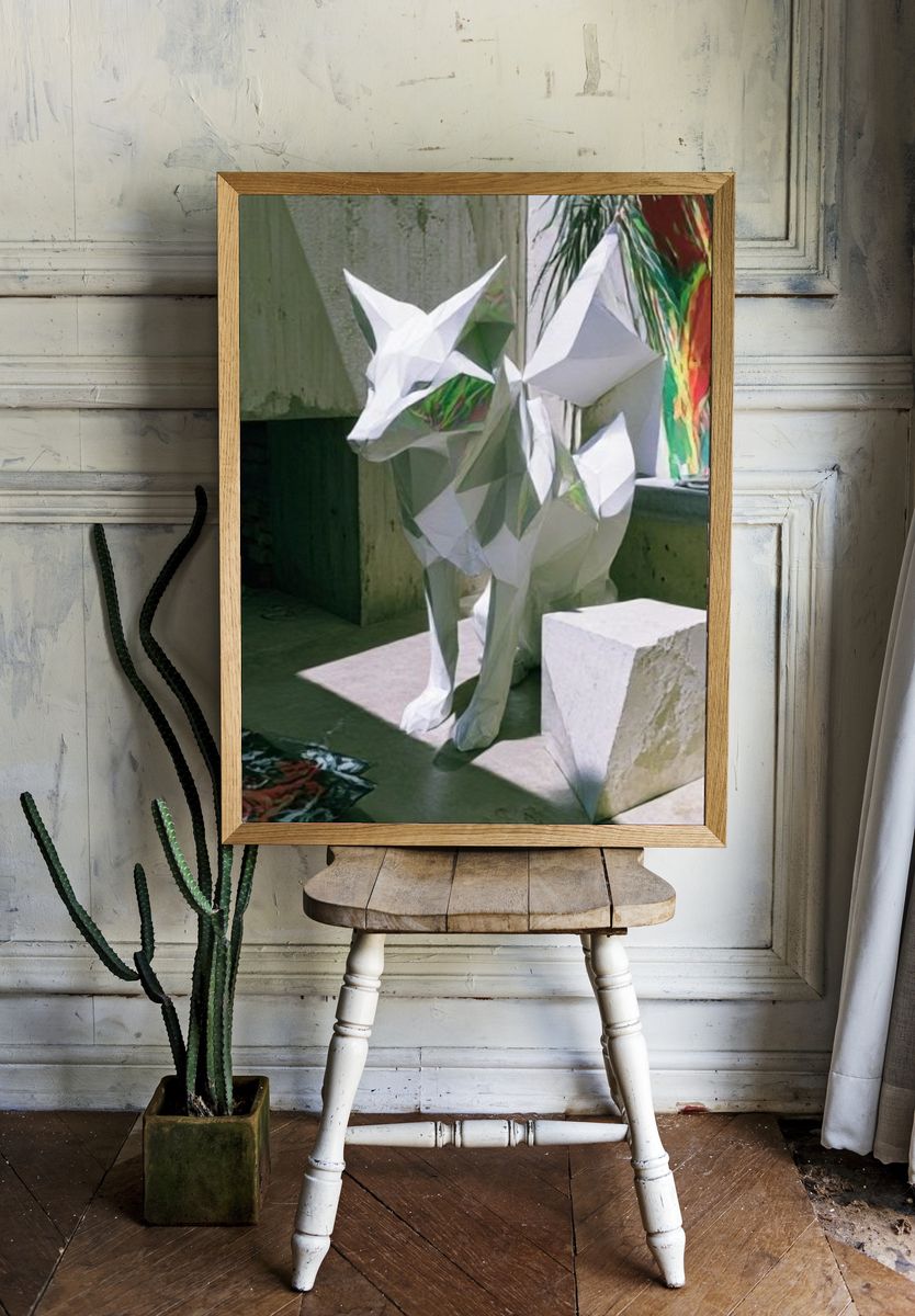 Origami Fox Sculpture Poster. — room view 1