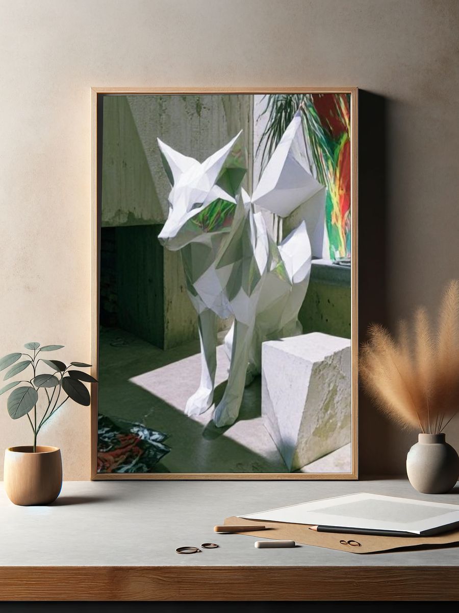 Origami Fox Sculpture Poster. — room view 2