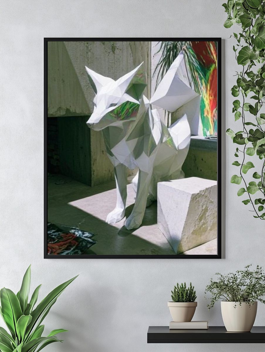 Origami Fox Sculpture Poster. — room view 4