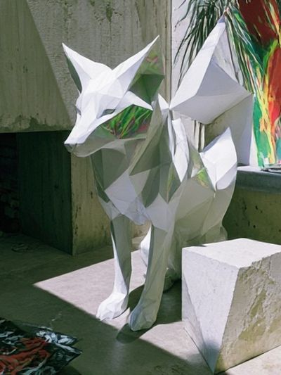 Origami Fox Sculpture Poster. poster