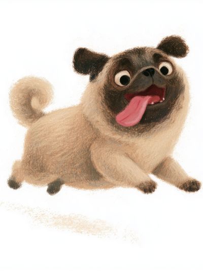 Playful Pug Illustration Poster. poster