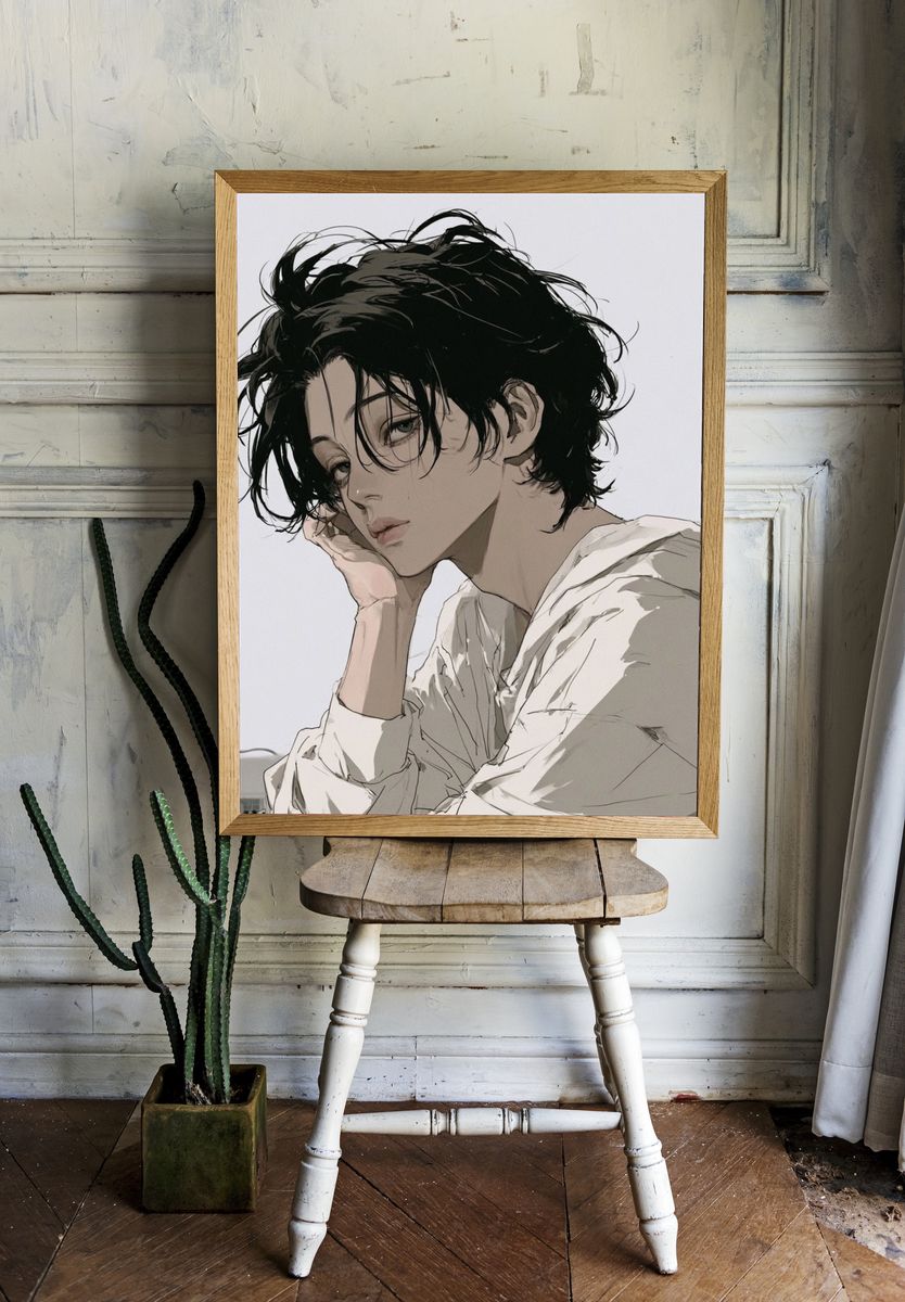 Moody Anime Portrait Poster. room preview