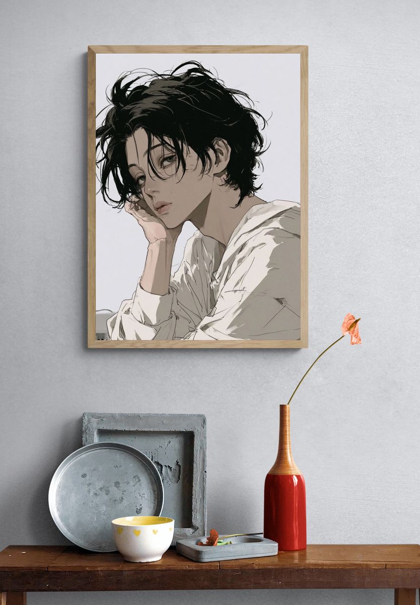 Moody Anime Portrait Poster. — room view 3
