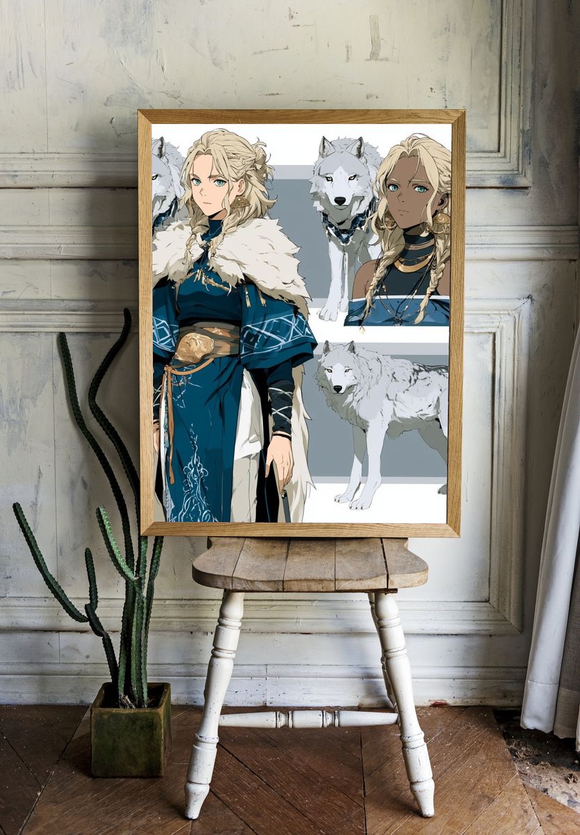 Wolf Companion Fantasy Illustration Poster. — room view 1