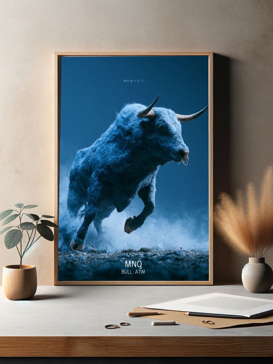 Charging Blue Bull Photography Poster. — room view 2